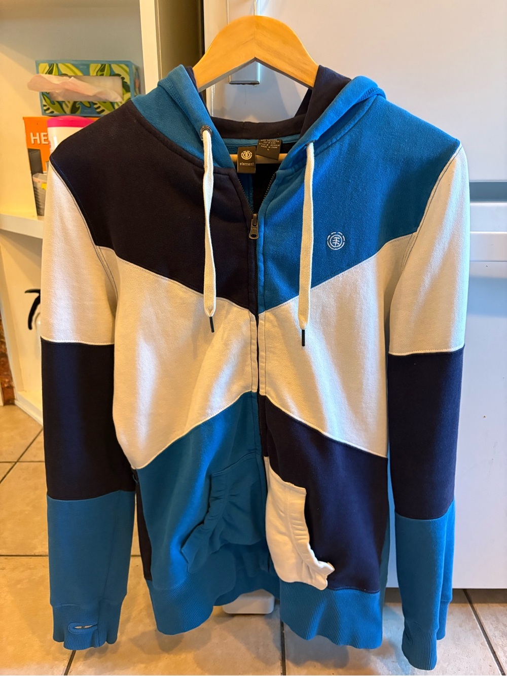 Teens size large Element Colorblock Hooded Zip Jacket slim fit runs small fleece